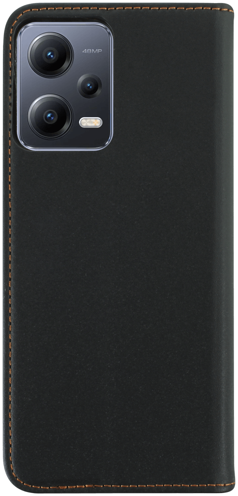 Xiaomi Redmi Note 12 5G oldalra nyíló flipes bőrtok valódi bőr fekete