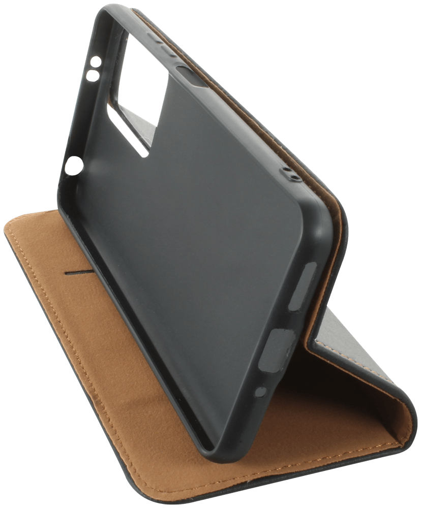 Xiaomi Redmi Note 12 5G oldalra nyíló flipes bőrtok valódi bőr fekete