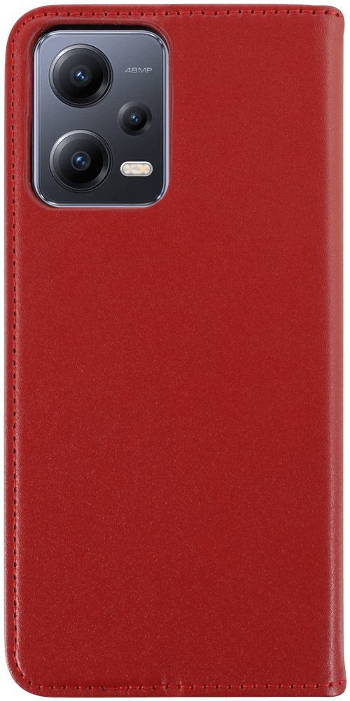Xiaomi Redmi Note 12 5G oldalra nyíló flipes bőrtok valódi bőr piros