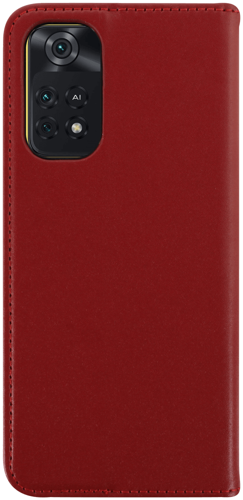 Xiaomi Poco M4 Pro oldalra nyíló flipes bőrtok valódi bőr piros