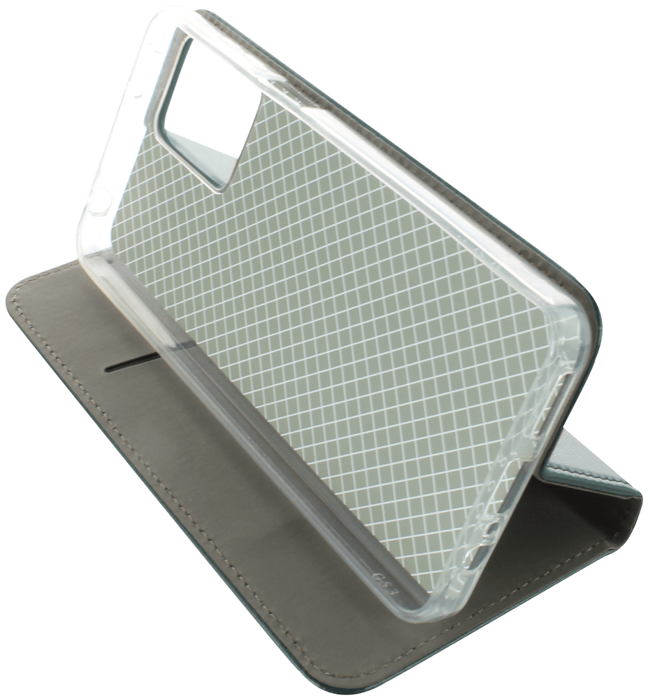 Motorola Moto G13 oldalra nyíló flipes bőrtok asztali tartó funkciós sötétzöld