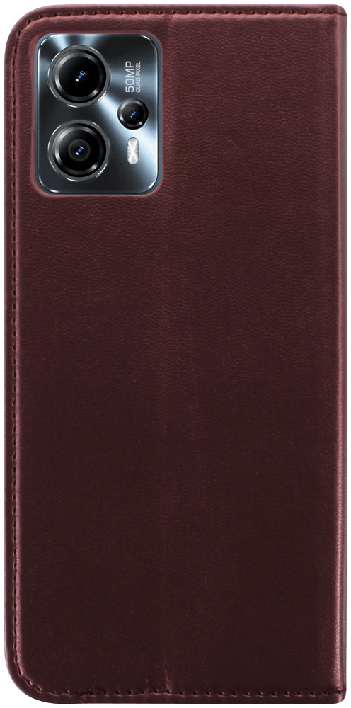 Motorola Moto G23 oldalra nyíló flipes bőrtok asztali tartó funkciós bordó