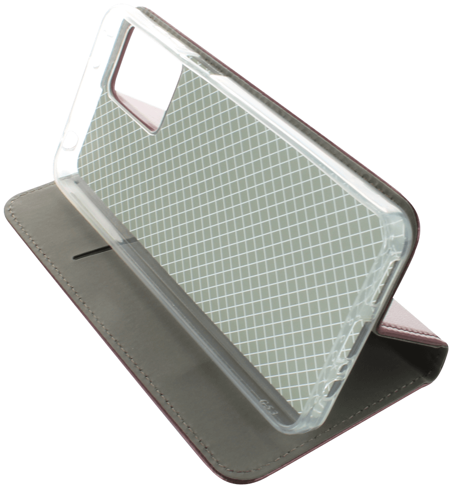 Motorola Moto G23 oldalra nyíló flipes bőrtok asztali tartó funkciós bordó