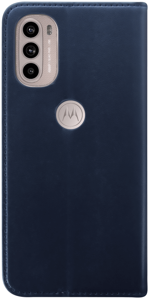 Motorola Moto G31 oldalra nyíló flipes bőrtok asztali tartó funkciós sötétkék
