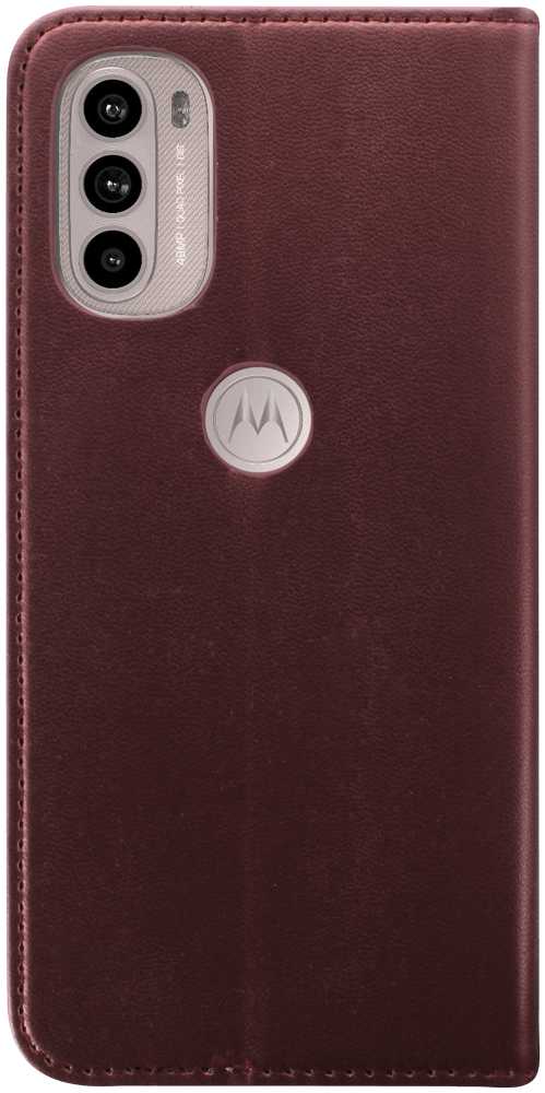 Motorola Moto G31 oldalra nyíló flipes bőrtok asztali tartó funkciós bordó
