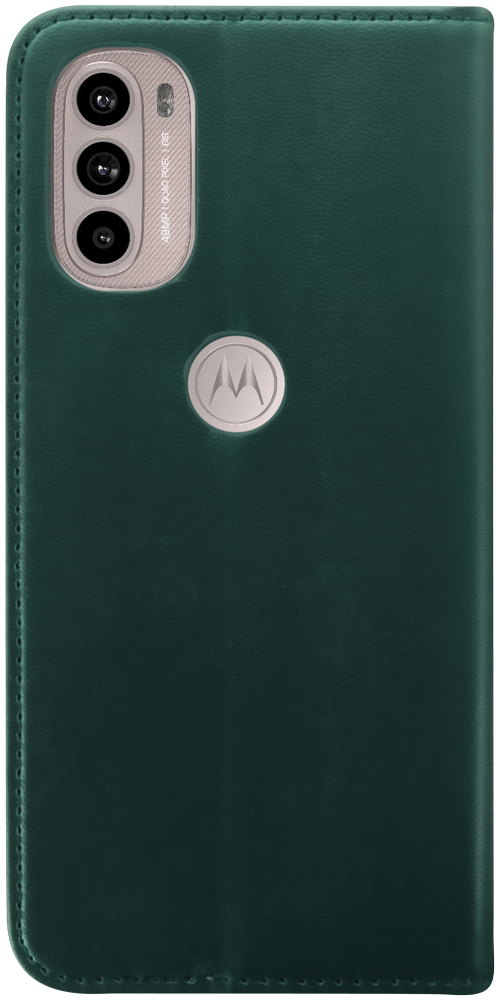 Motorola Moto G31 oldalra nyíló flipes bőrtok asztali tartó funkciós sötétzöld