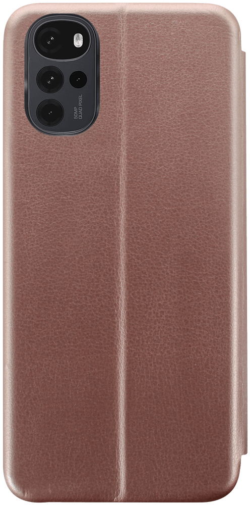Motorola Moto G22 oldalra nyíló mágneses flipes bőrtok prémium minőség rozéarany
