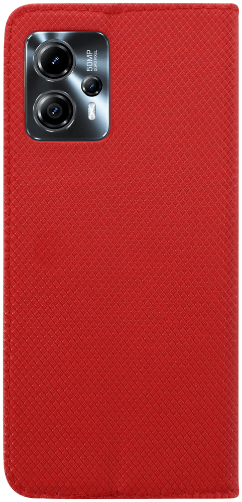 Motorola Moto G23 oldalra nyíló flipes bőrtok rombusz mintás piros