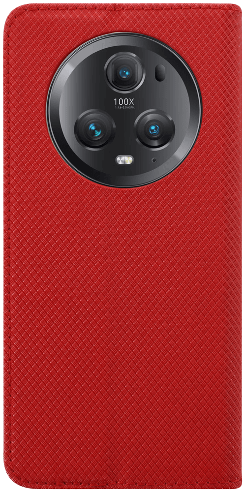 Honor Magic 5 Pro oldalra nyíló flipes bőrtok rombusz mintás piros