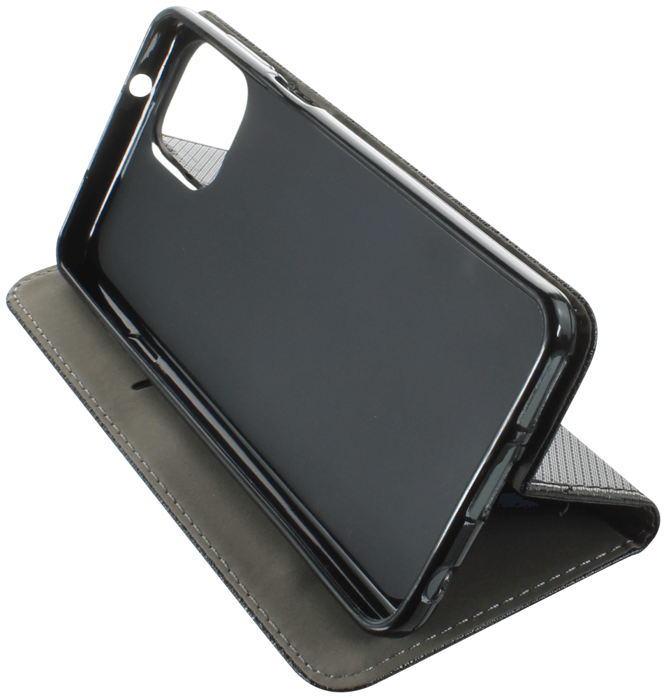 Motorola Edge 20 Lite oldalra nyíló flipes bőrtok rombusz mintás fekete