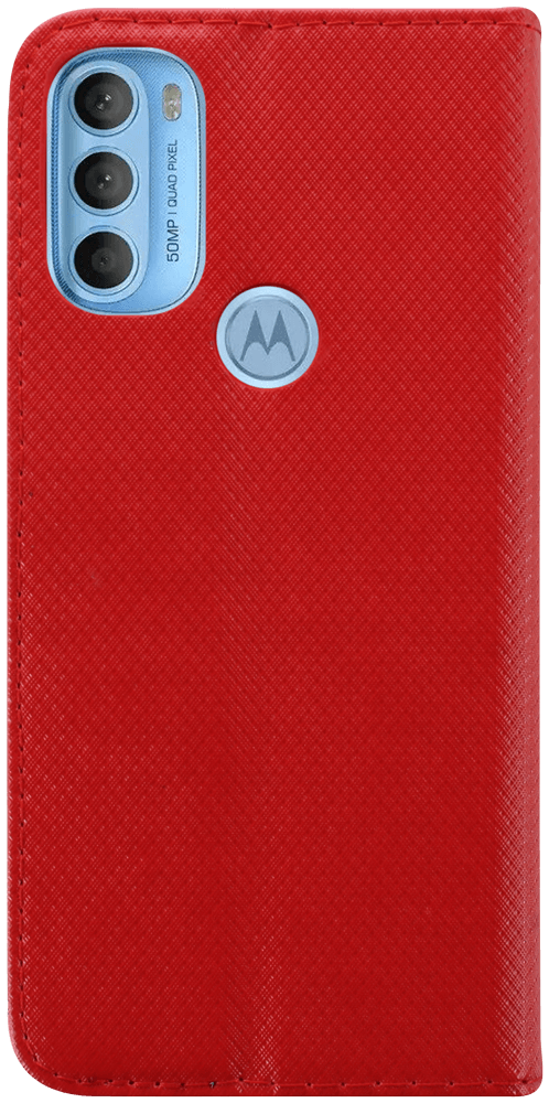 Motorola Moto G71 oldalra nyíló flipes bőrtok rombusz mintás piros