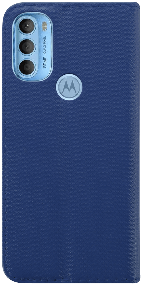 Motorola Moto G71 oldalra nyíló flipes bőrtok rombusz mintás sötétkék