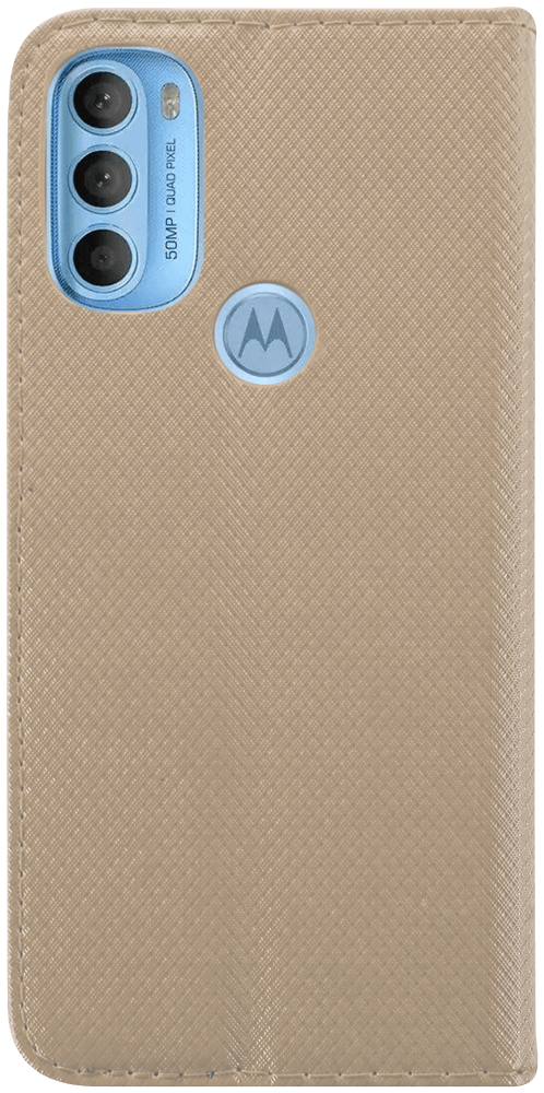 Motorola Moto G71 oldalra nyíló flipes bőrtok rombusz mintás arany