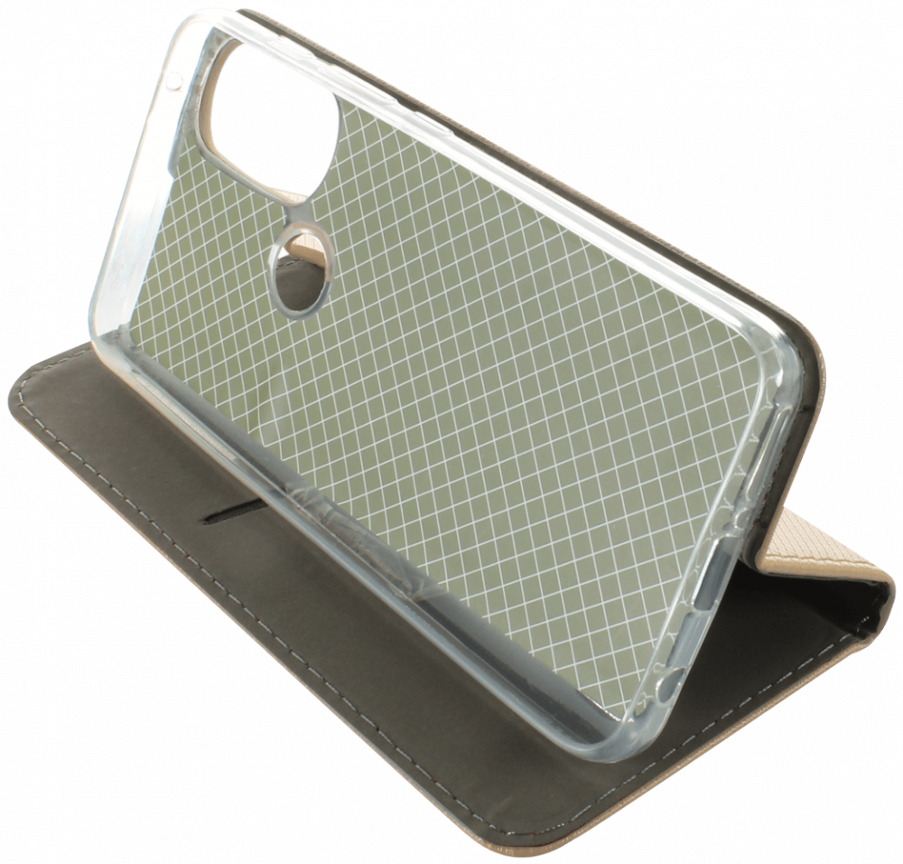 Motorola Moto G71 oldalra nyíló flipes bőrtok rombusz mintás arany