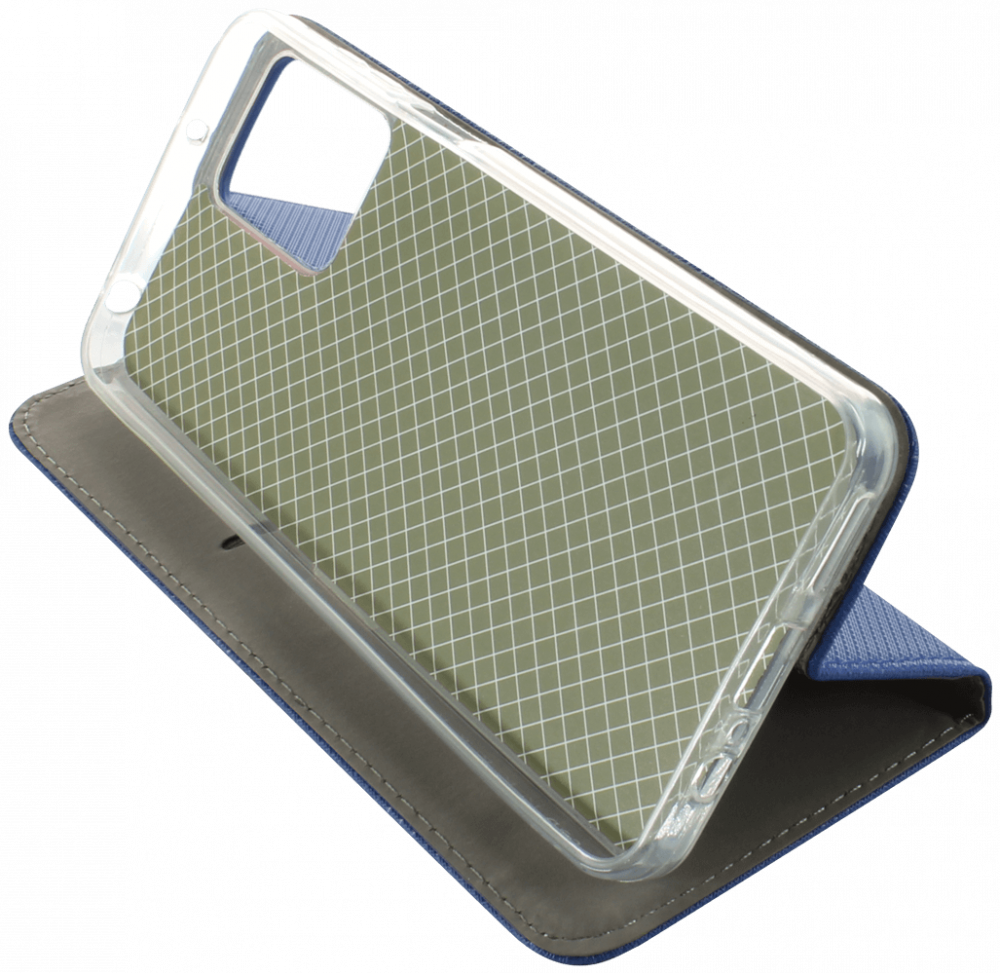 Motorola Moto G13 oldalra nyíló flipes bőrtok rombusz mintás sötétkék