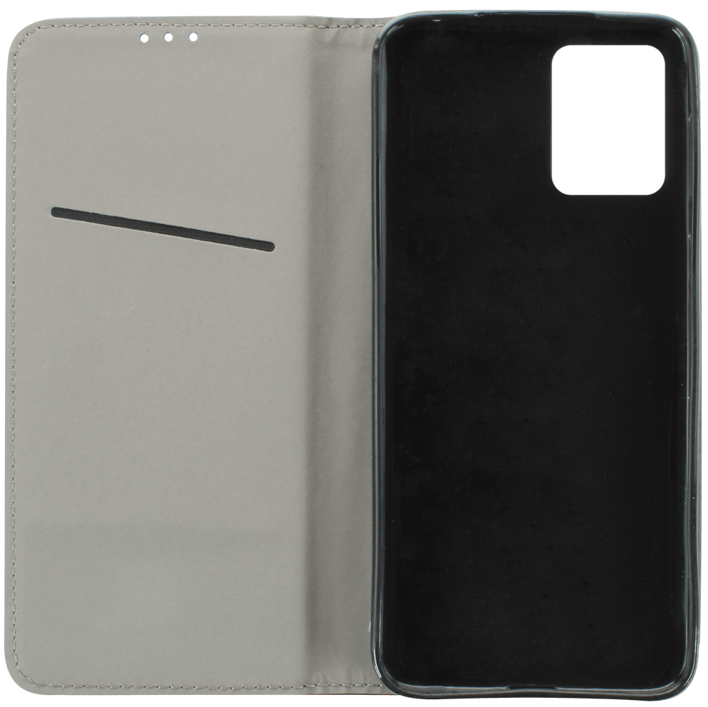 Motorola Moto E13 oldalra nyíló flipes bőrtok rombusz mintás fekete