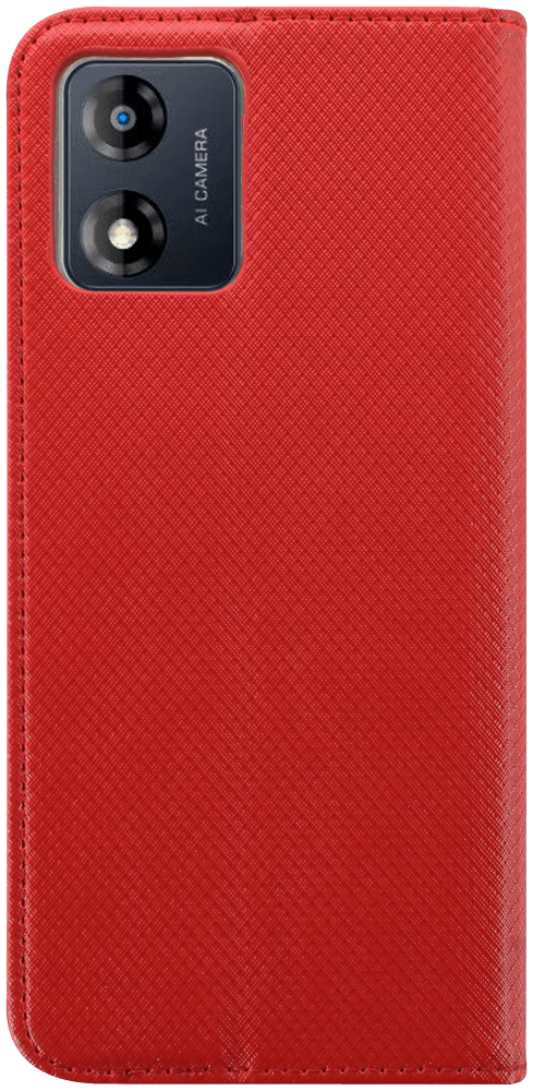 Motorola Moto E13 oldalra nyíló flipes bőrtok rombusz mintás piros