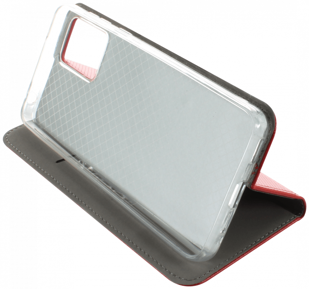 Motorola Moto E13 oldalra nyíló flipes bőrtok rombusz mintás piros