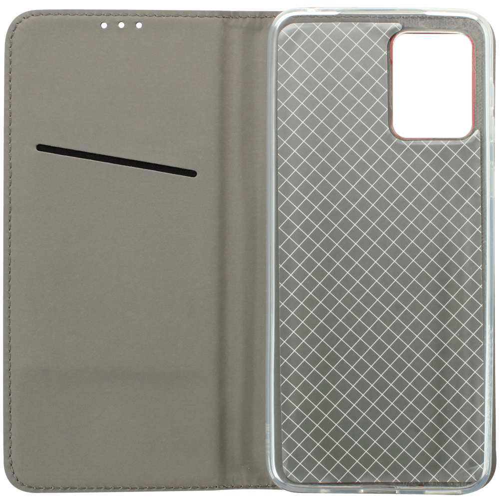 Motorola Moto E13 oldalra nyíló flipes bőrtok rombusz mintás piros