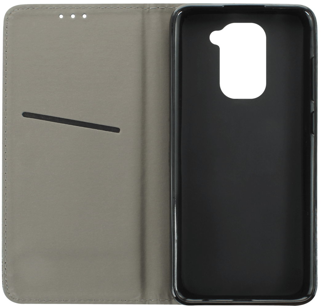 Xiaomi Redmi Note 9 oldalra nyíló flipes bőrtok rombusz mintás fekete