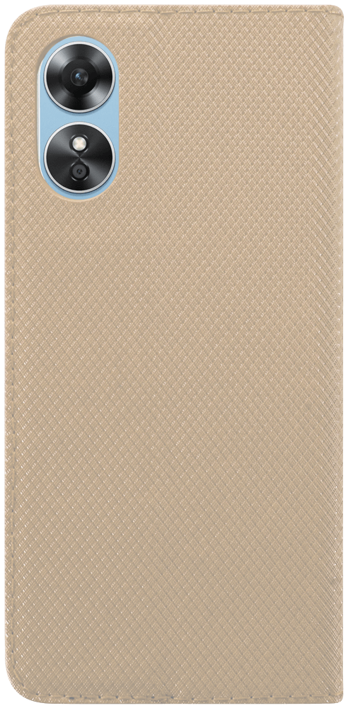 Oppo A17 oldalra nyíló flipes bőrtok rombusz mintás arany