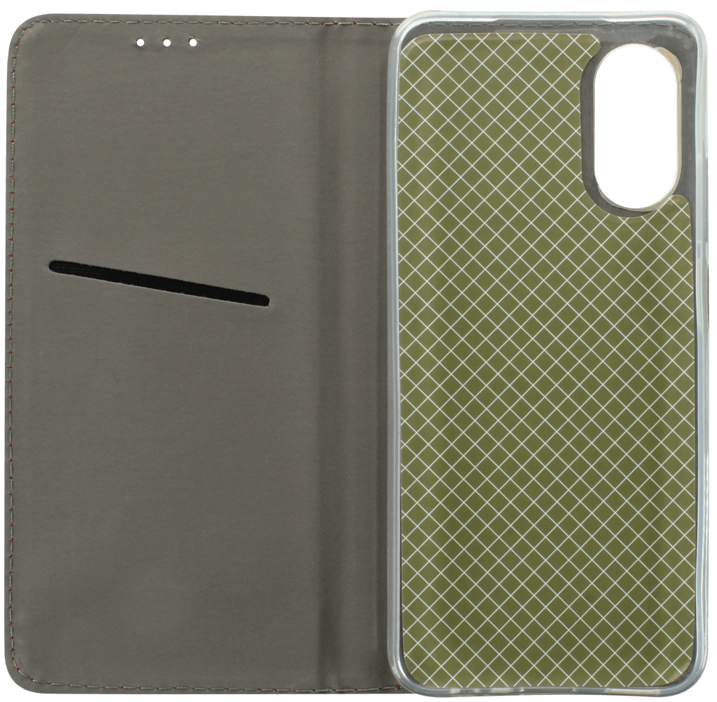 Oppo A17 oldalra nyíló flipes bőrtok rombusz mintás arany