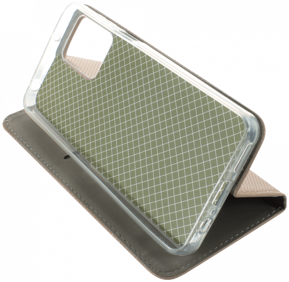 Motorola Moto G23 oldalra nyíló flipes bőrtok rombusz mintás arany