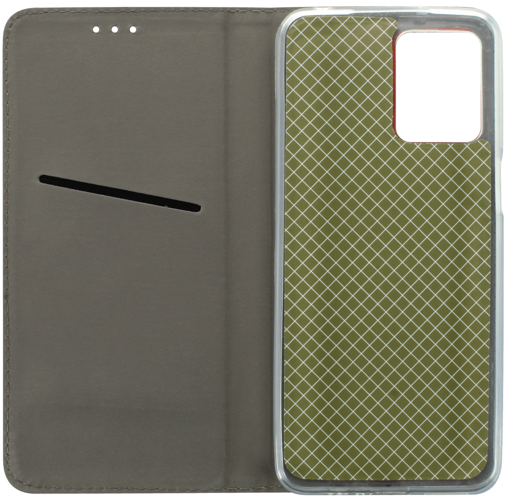 Motorola Moto G23 oldalra nyíló flipes bőrtok rombusz mintás piros
