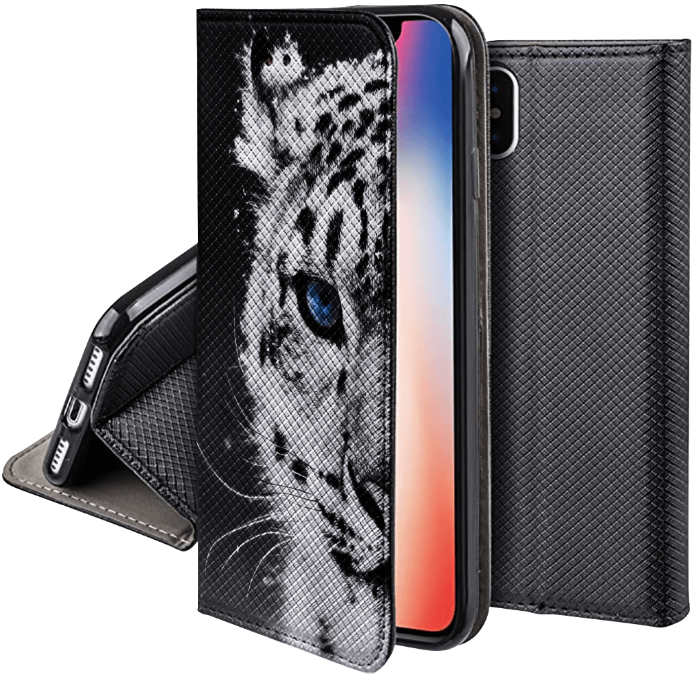 Xiaomi Poco M4 Pro oldalra nyíló flipes bőrtok rombusz mintás fekete