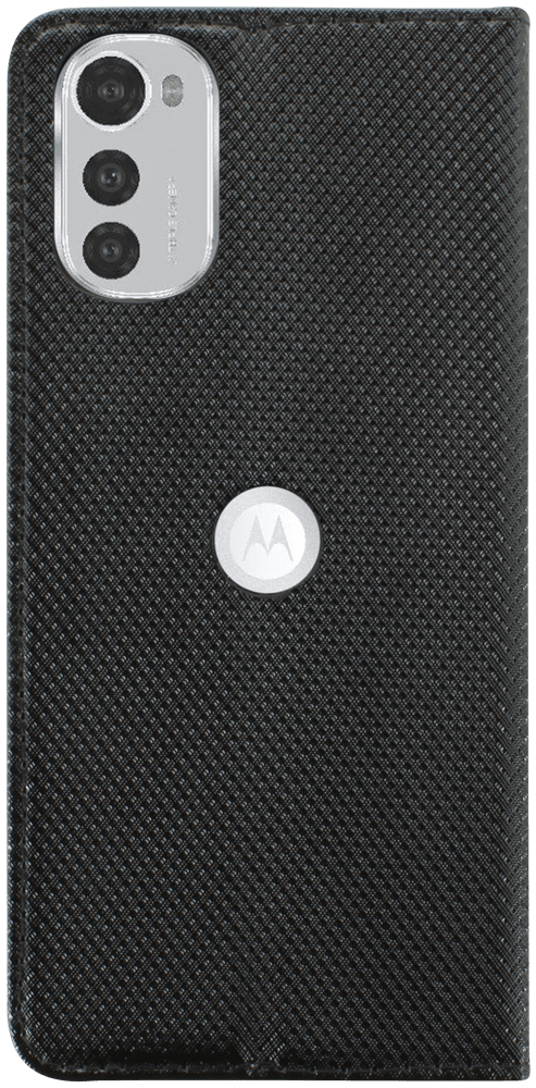 Motorola Moto E32s oldalra nyíló flipes bőrtok rombusz mintás fekete