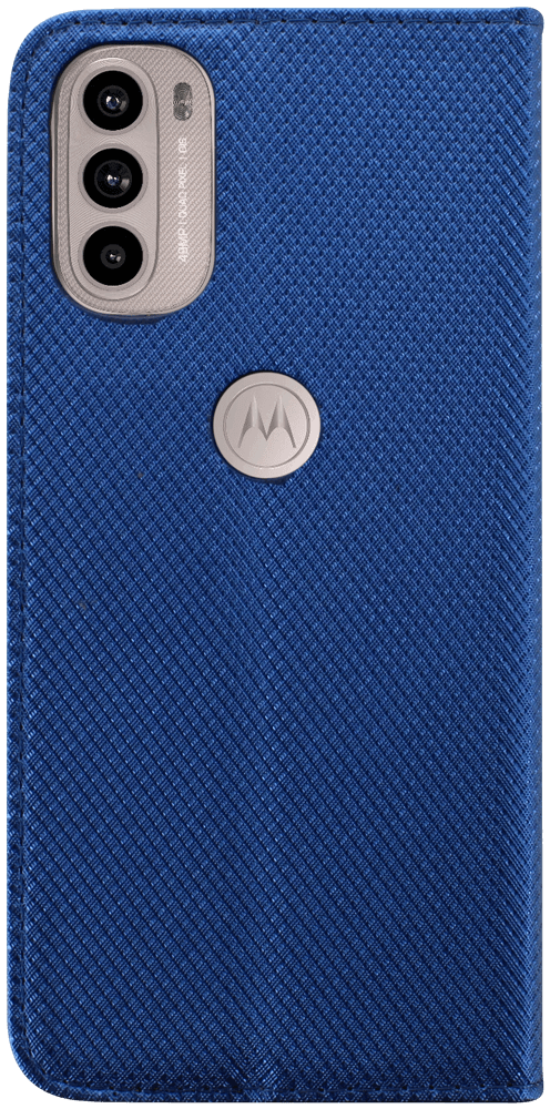 Motorola Moto G31 oldalra nyíló flipes bőrtok rombusz mintás sötétkék