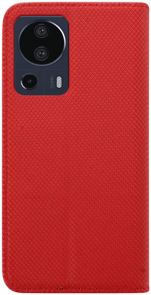 Xiaomi 13 Lite oldalra nyíló flipes bőrtok rombusz mintás piros