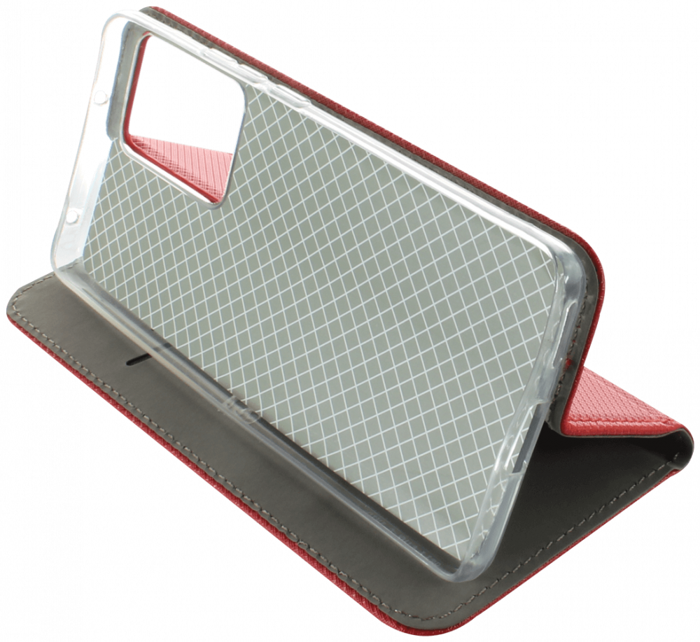 Xiaomi 13 Lite oldalra nyíló flipes bőrtok rombusz mintás piros