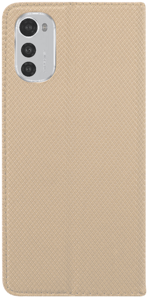 Motorola Moto E32 oldalra nyíló flipes bőrtok rombusz mintás arany