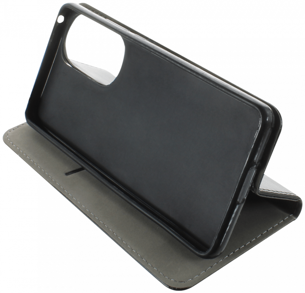 Motorola Edge 30 oldalra nyíló flipes bőrtok asztali tartó funkciós fekete