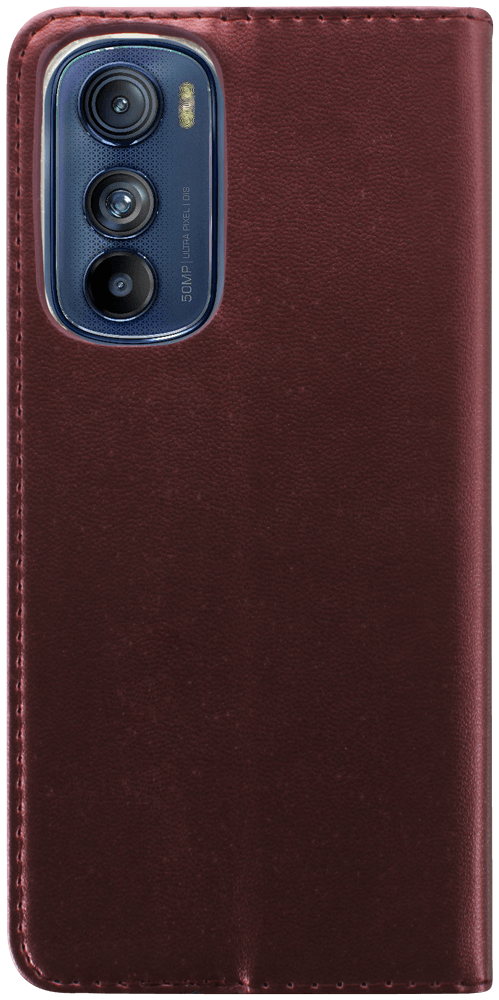 Motorola Edge 30 oldalra nyíló flipes bőrtok asztali tartó funkciós bordó