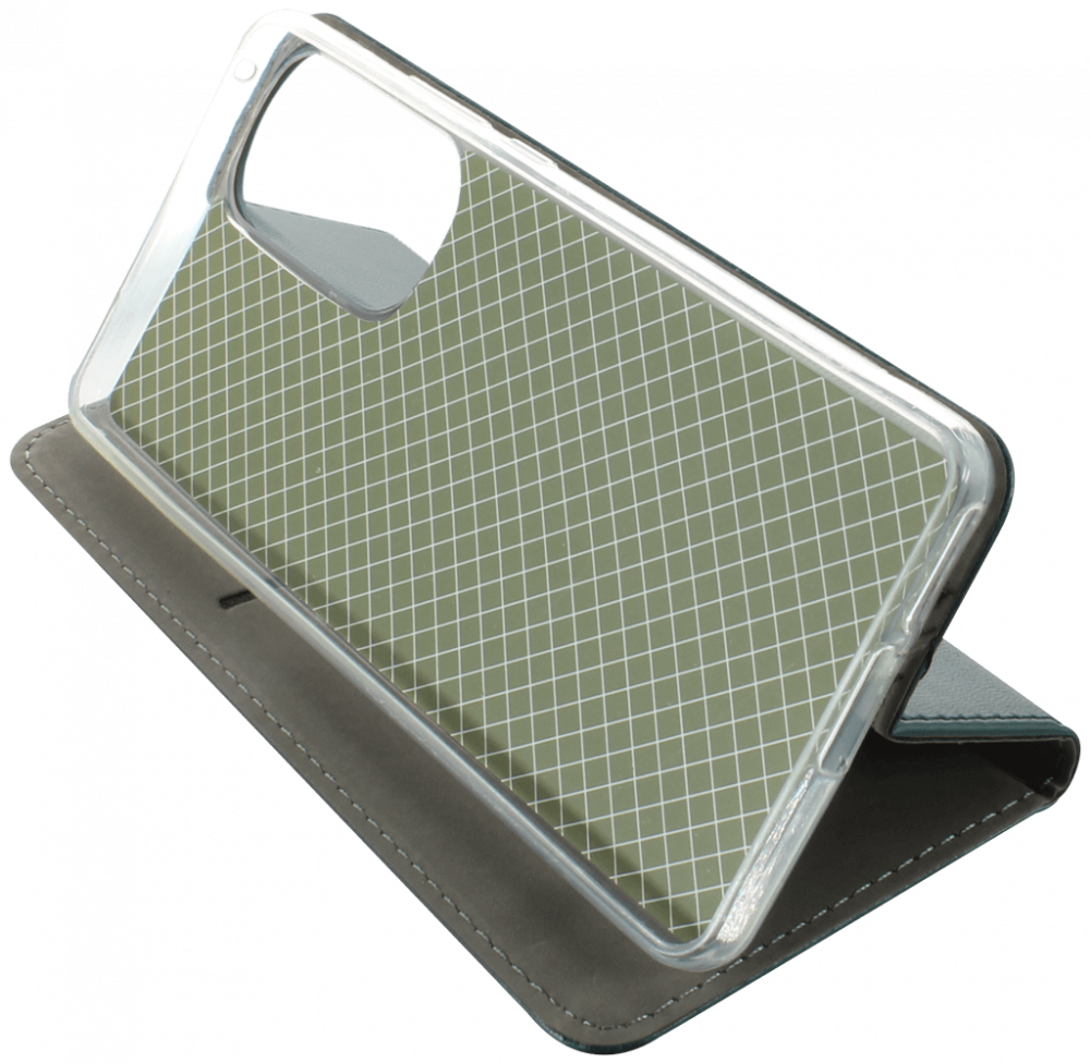 Motorola Edge 30 oldalra nyíló flipes bőrtok asztali tartó funkciós sötétzöld