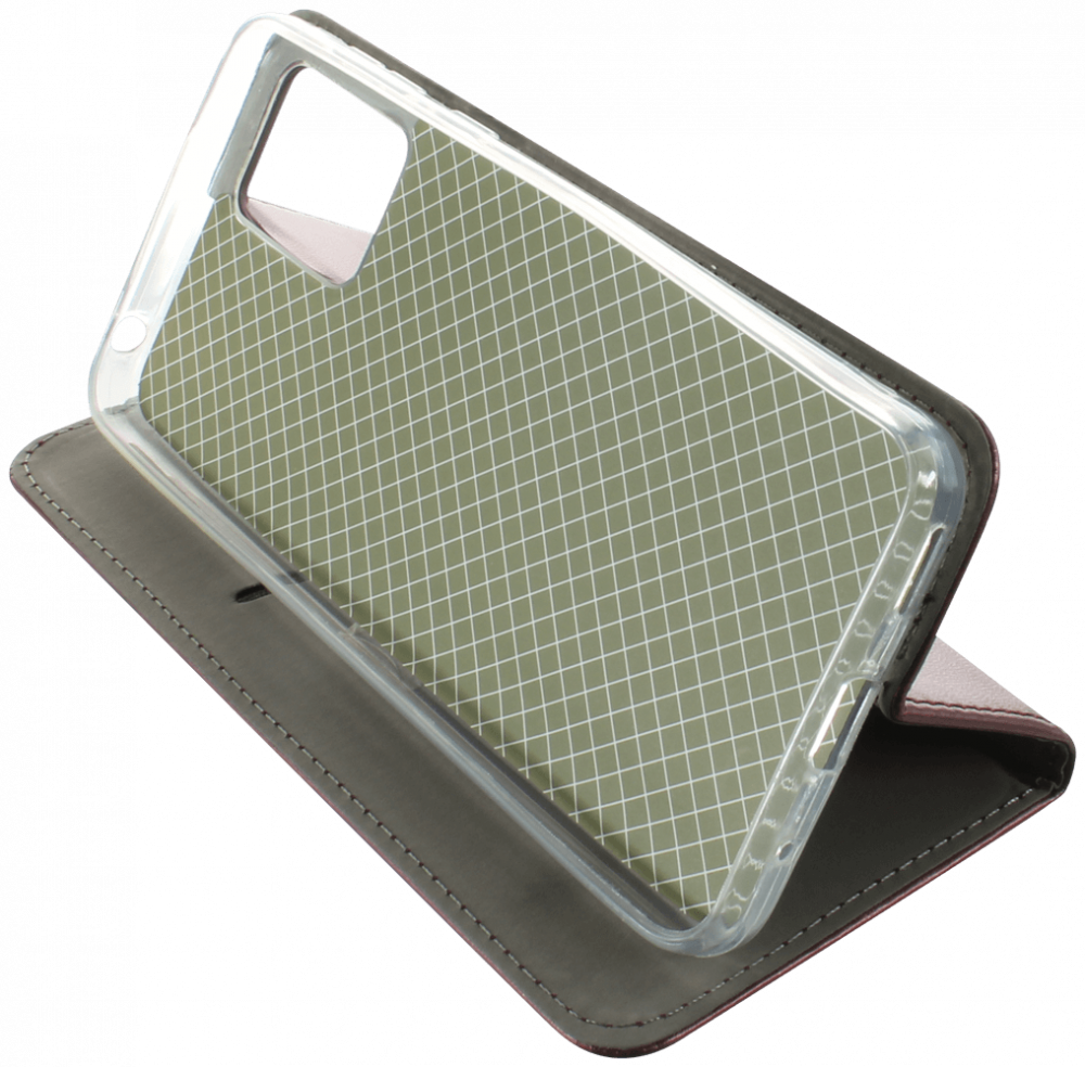 Motorola Moto E13 oldalra nyíló flipes bőrtok asztali tartó funkciós bordó