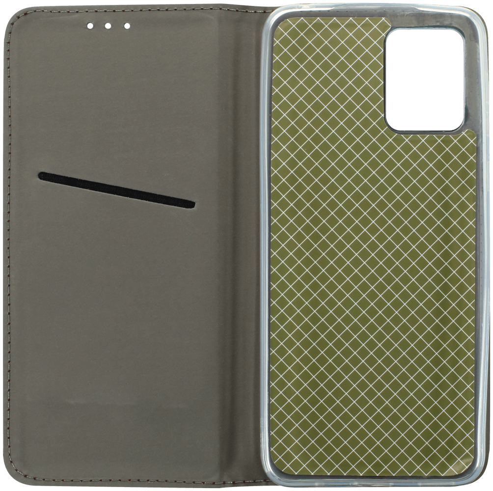 Motorola Moto E13 oldalra nyíló flipes bőrtok asztali tartó funkciós sötétzöld