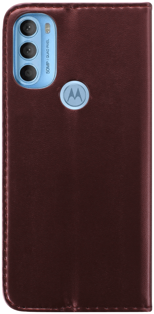 Motorola Moto G71 oldalra nyíló flipes bőrtok asztali tartó funkciós bordó