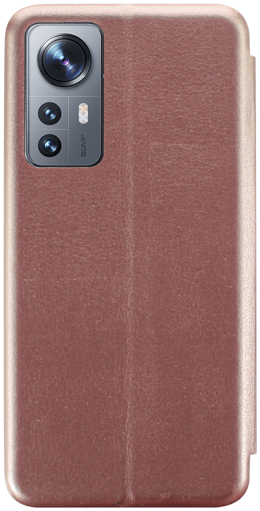 Xiaomi 12X oldalra nyíló mágneses flipes bőrtok prémium minőség rozéarany