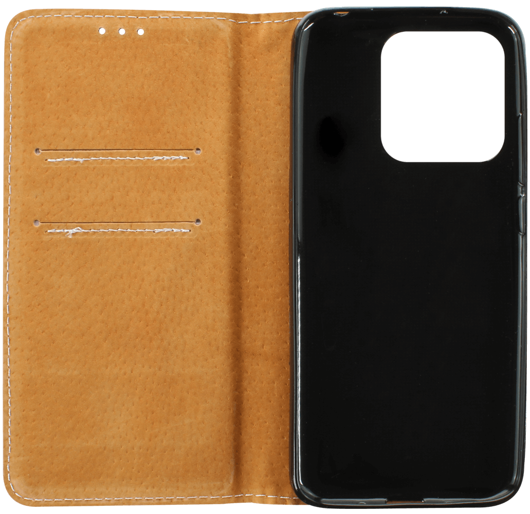 Xiaomi Redmi 10A oldalra nyíló flipes bőrtok valódi bőr fekete