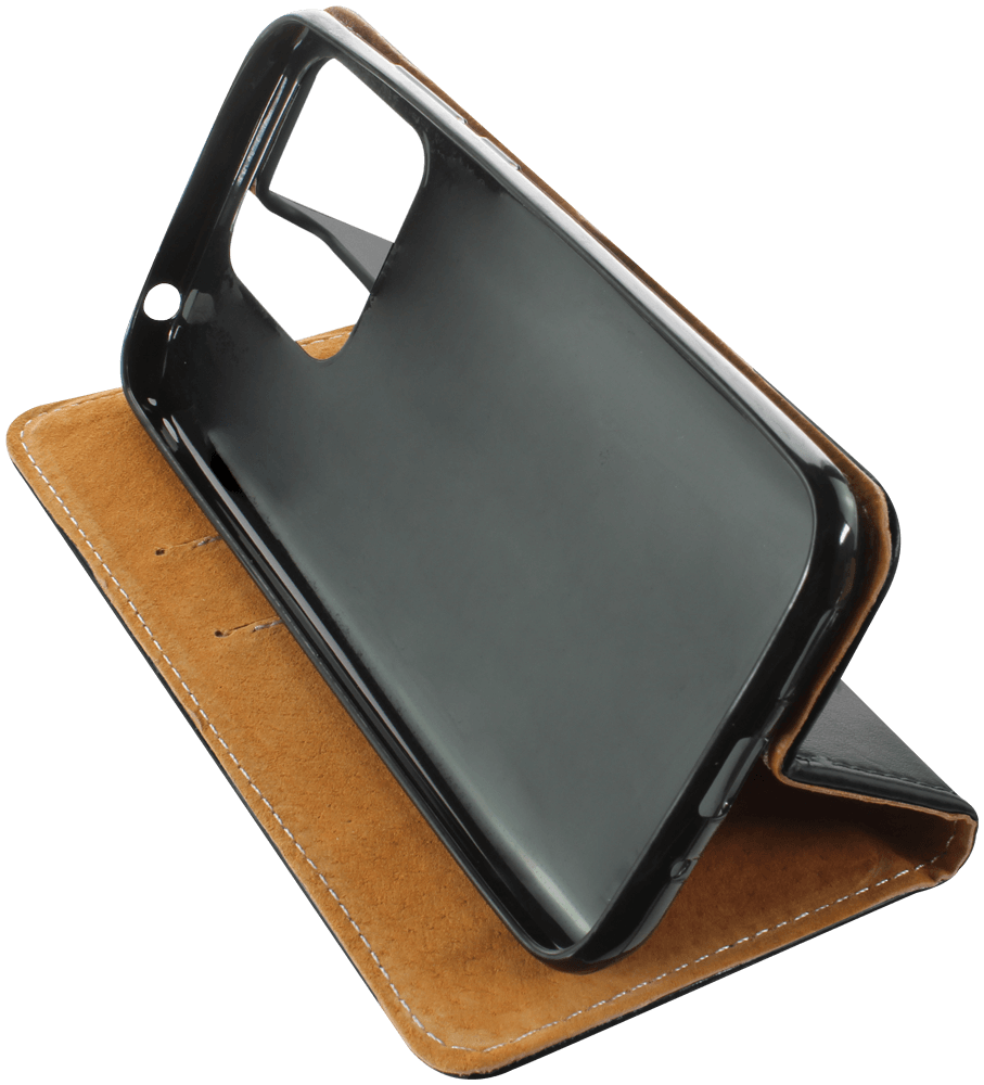 Xiaomi Redmi 9C NFC oldalra nyíló flipes bőrtok valódi bőr fekete