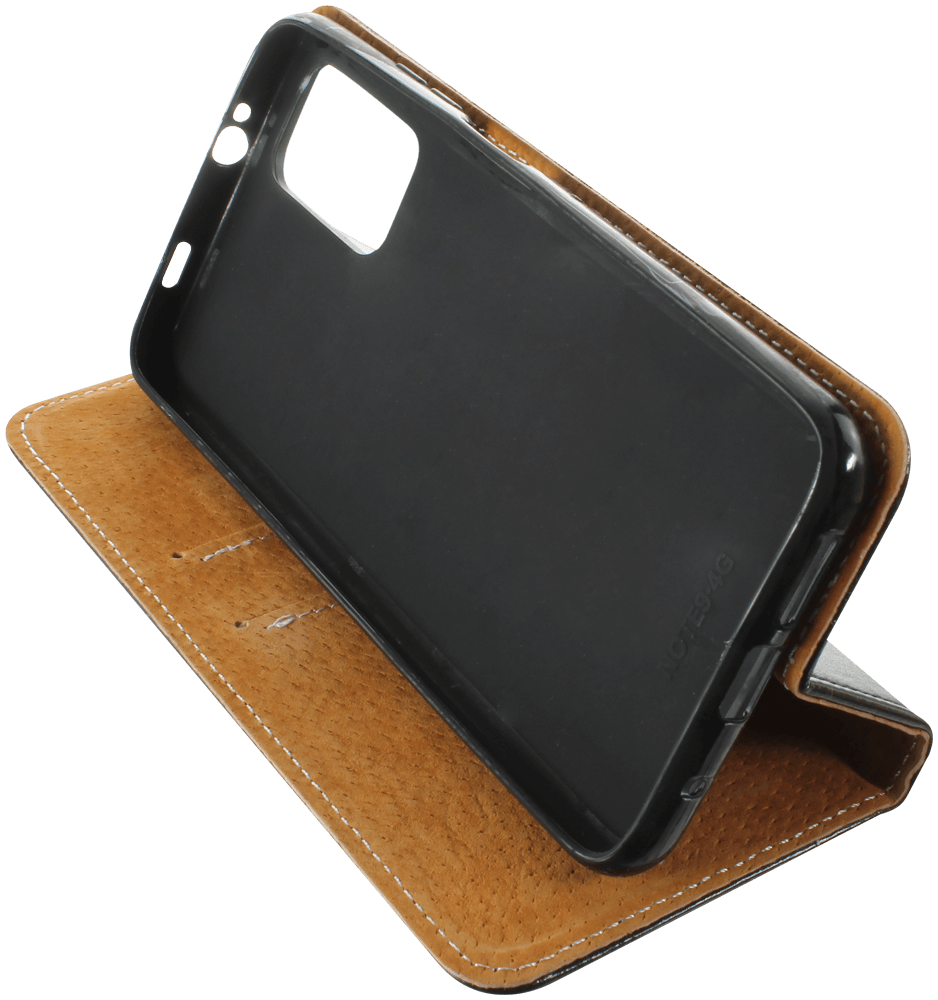 Xiaomi Redmi 9T oldalra nyíló flipes bőrtok valódi bőr fekete