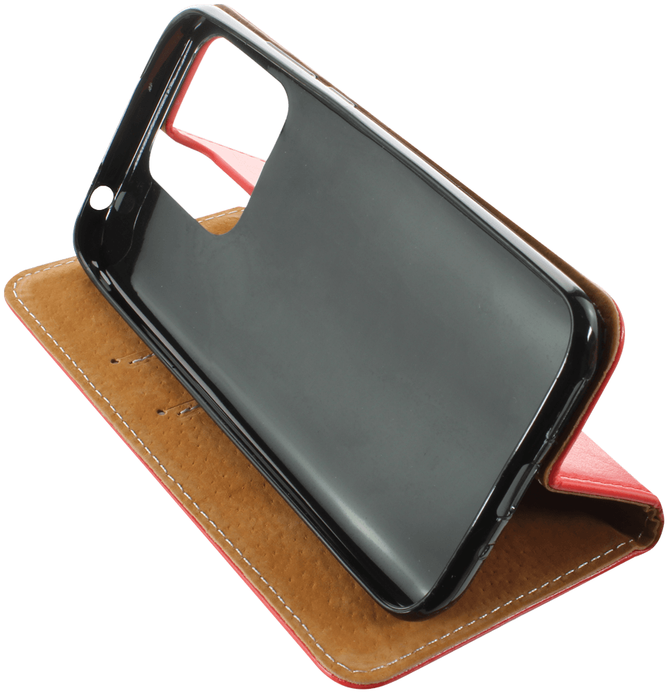 Xiaomi Redmi 10A oldalra nyíló flipes bőrtok valódi bőr piros