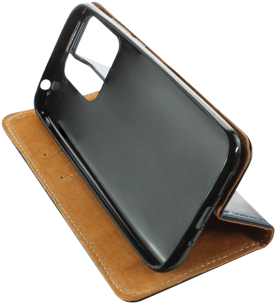 Xiaomi Redmi 9C NFC oldalra nyíló flipes bőrtok valódi bőr sötétkék