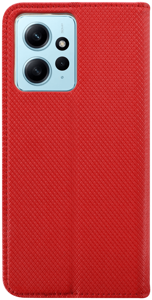 Xiaomi Redmi Note 12 4G oldalra nyíló flipes bőrtok rombusz mintás piros