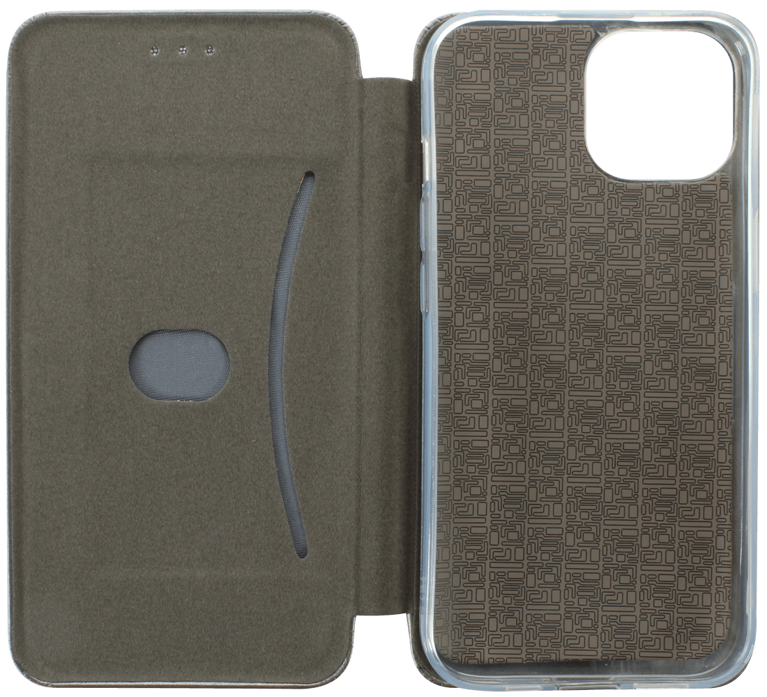 Apple iPhone 15 oldalra nyíló mágneses flipes bőrtok prémium minőség ezüst