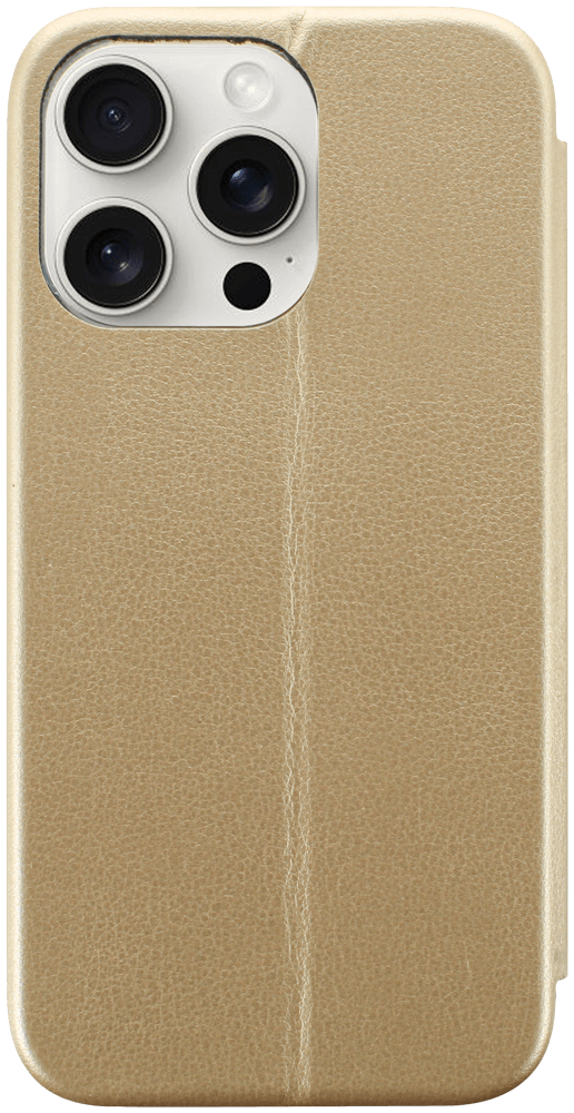 Apple iPhone 15 Pro Max oldalra nyíló mágneses flipes bőrtok prémium minőség arany