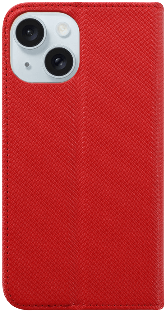 Apple iPhone 15 oldalra nyíló flipes bőrtok rombusz mintás piros